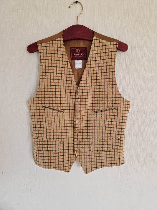 Vintage Plaid Mens Elegant Formal Wool Vest Size Medium