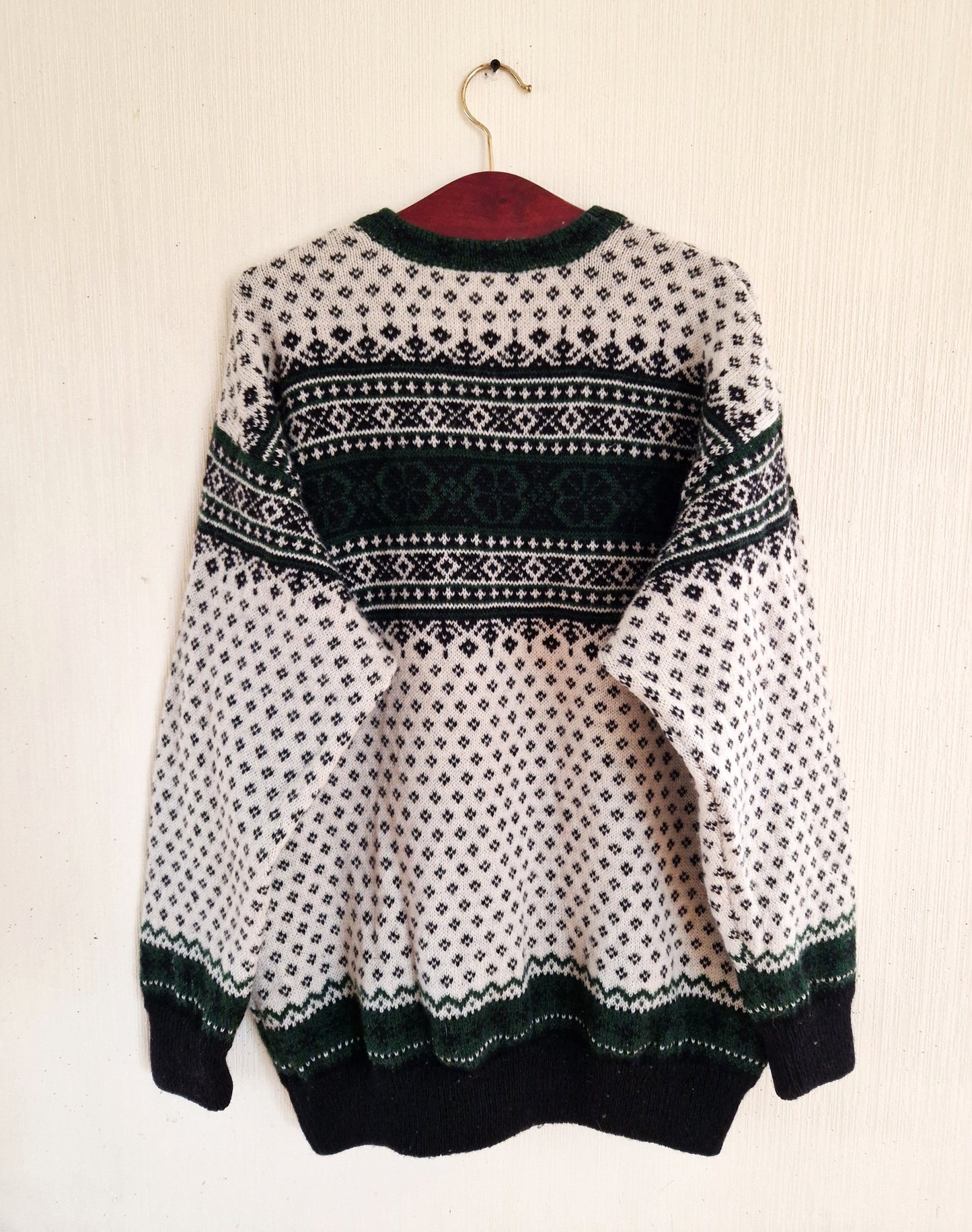 Vintage Scandinavian Knitted Winter Wool Sweater Size XL