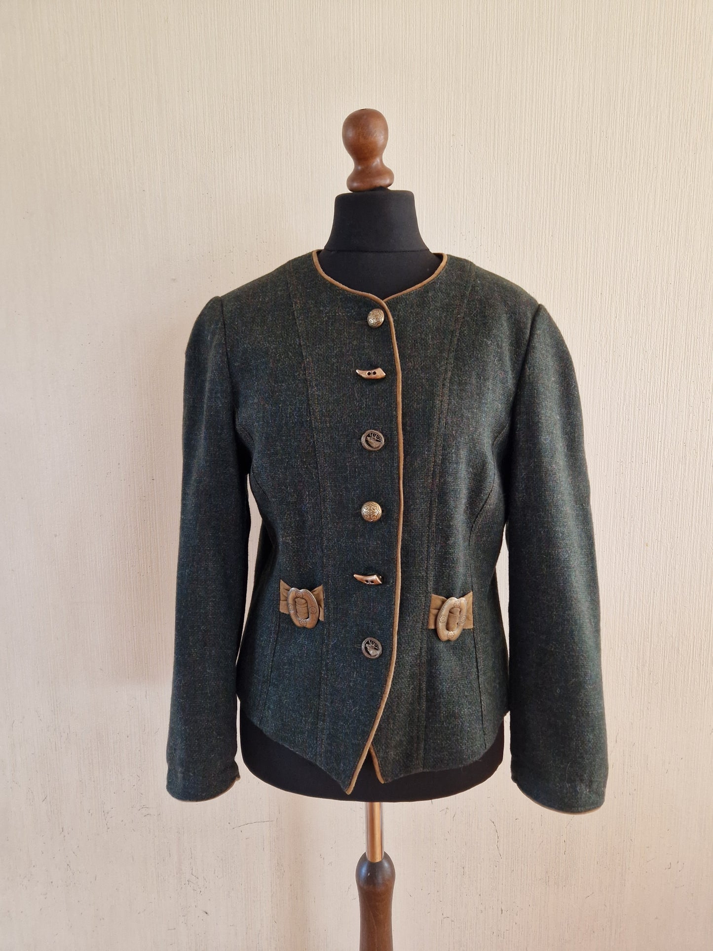 Vintage Hagro Women German Trachten Loden Traditional Bavarian Austrian Tyrolean Oktoberfest Wool Jacket Size Large