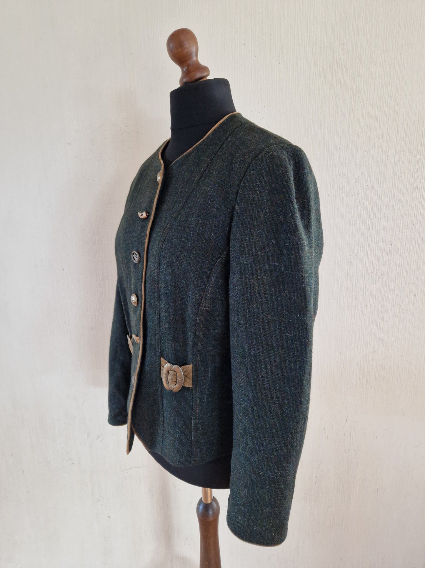 Vintage Hagro Women German Trachten Loden Traditional Bavarian Austrian Tyrolean Oktoberfest Wool Jacket Size Large