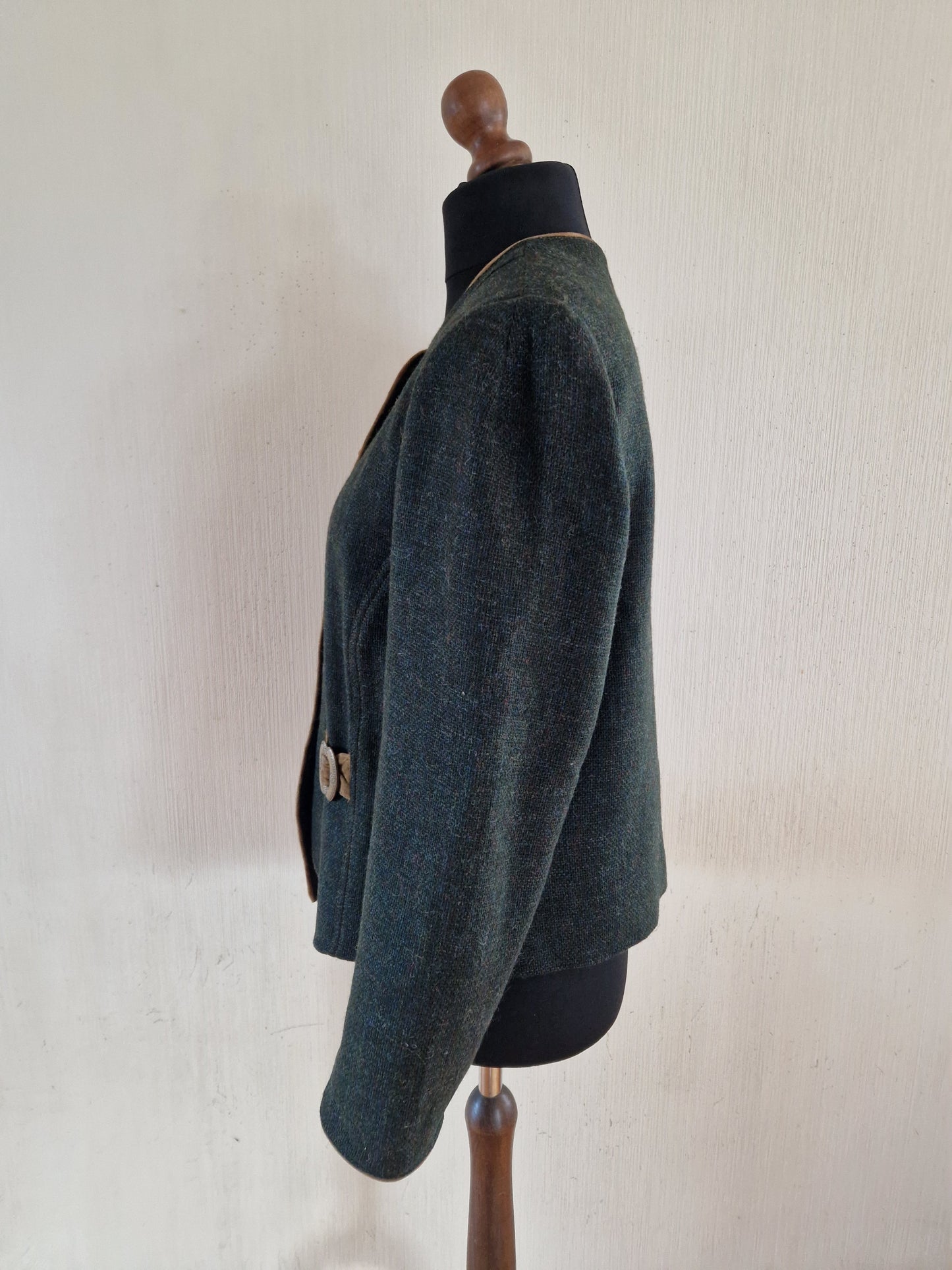 Vintage Hagro Women German Trachten Loden Traditional Bavarian Austrian Tyrolean Oktoberfest Wool Jacket Size Large