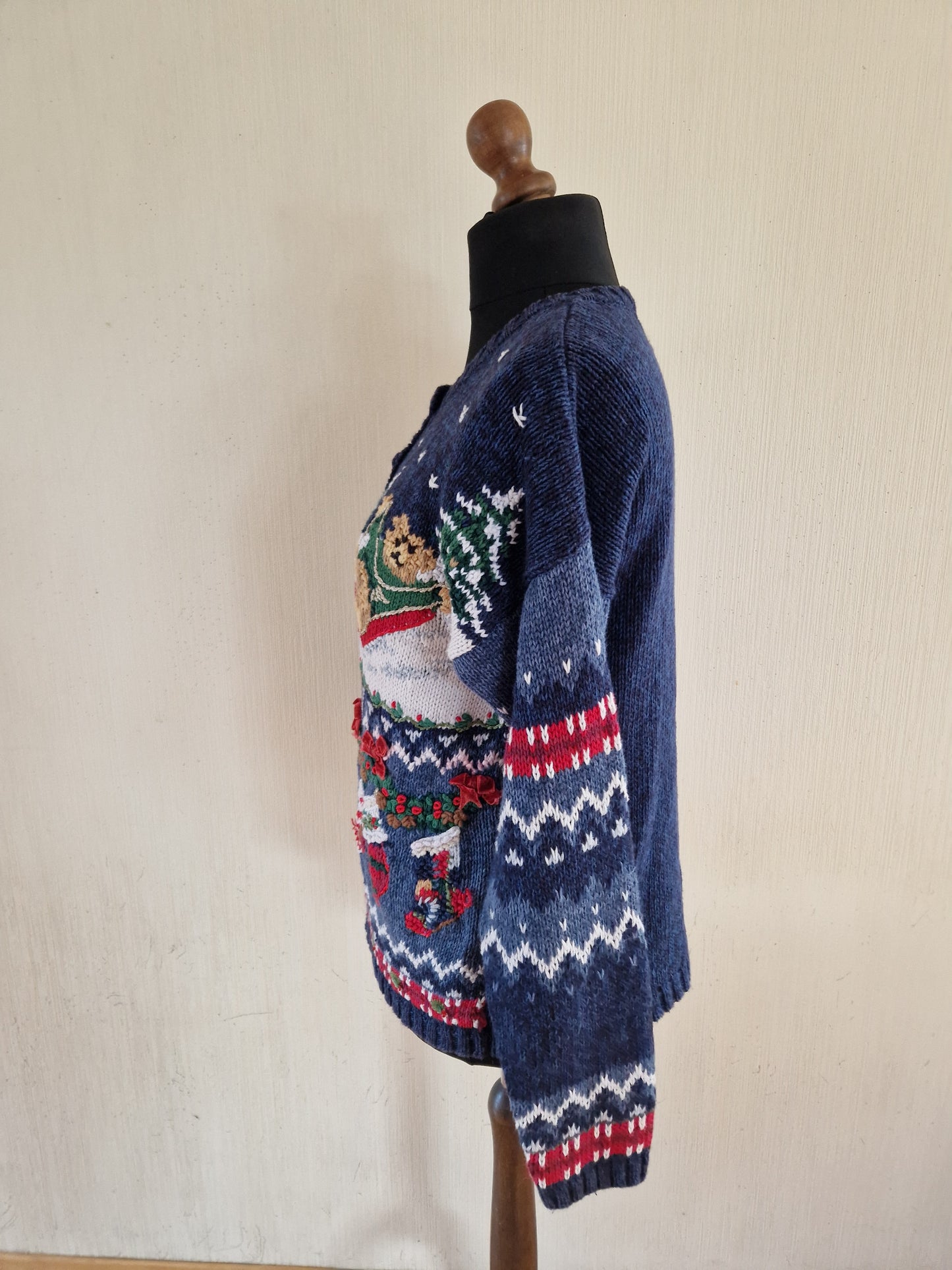 Vintage Women Knitted Christmas Cardigan Size Medium