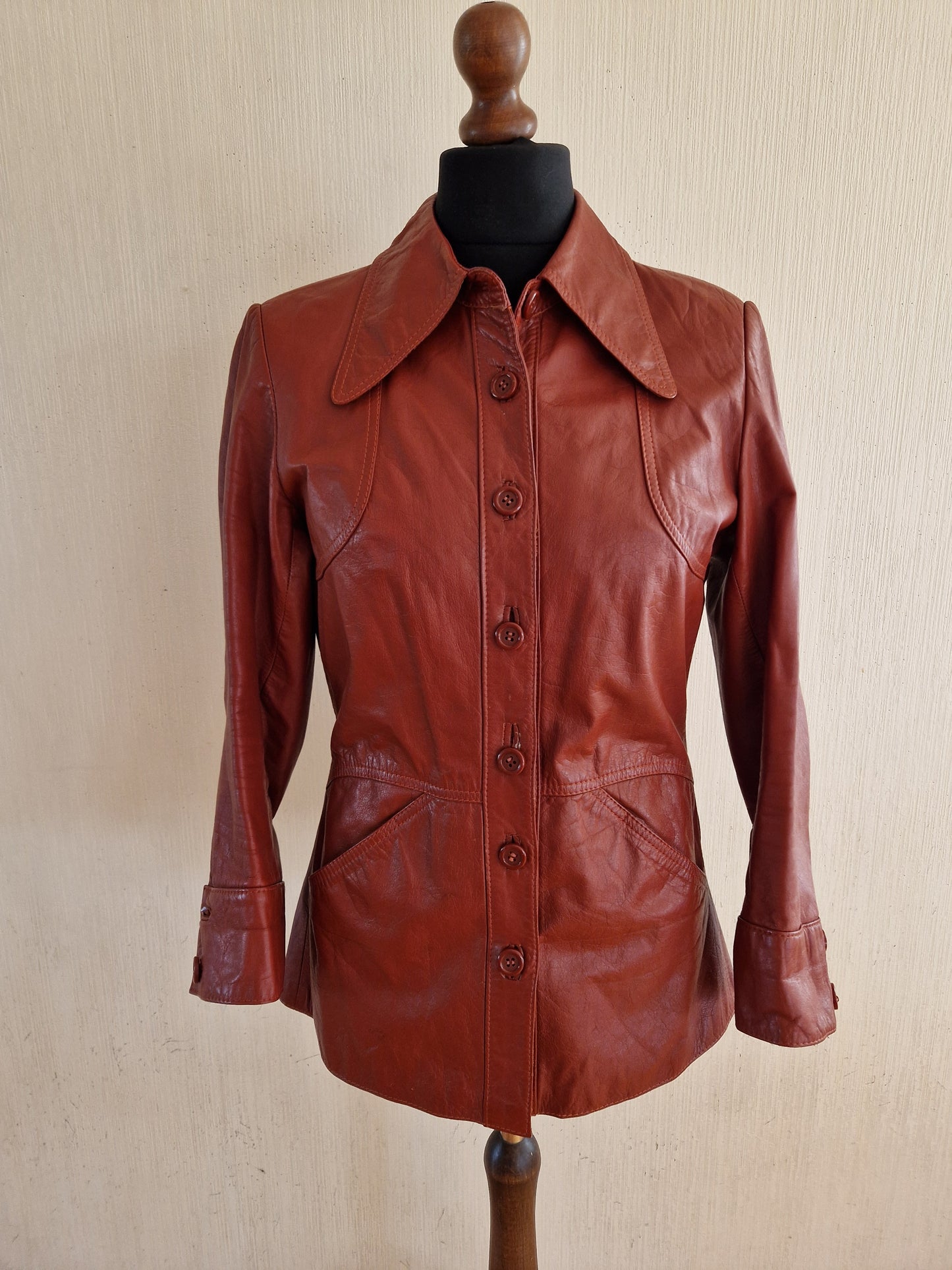 Vintage Brown Womens Genuine Leather Jacket Medium Size