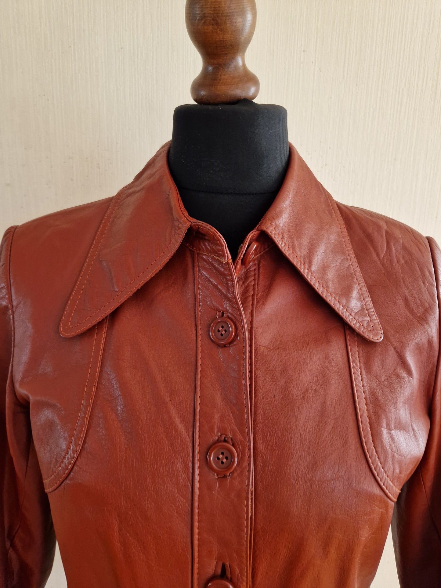 Vintage Brown Womens Genuine Leather Jacket Medium Size